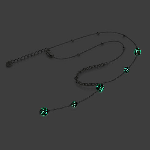 Obsidienne | Argent | Suspension double cascade de verre Firefly